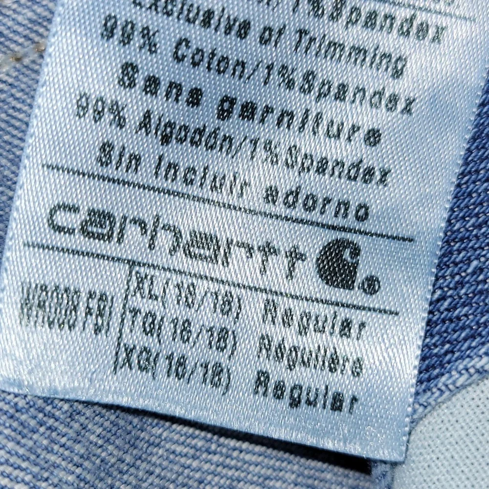 Carhartt Womens Denim Bib Overalls Light Wash Blue Stretch WR008 FBI XL 16/18 - Picture 9 of 16